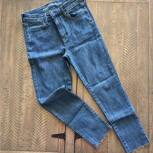 American Eagle Outfitters Women's Blue Pinstripe Skinny Jeans - Raw Hem